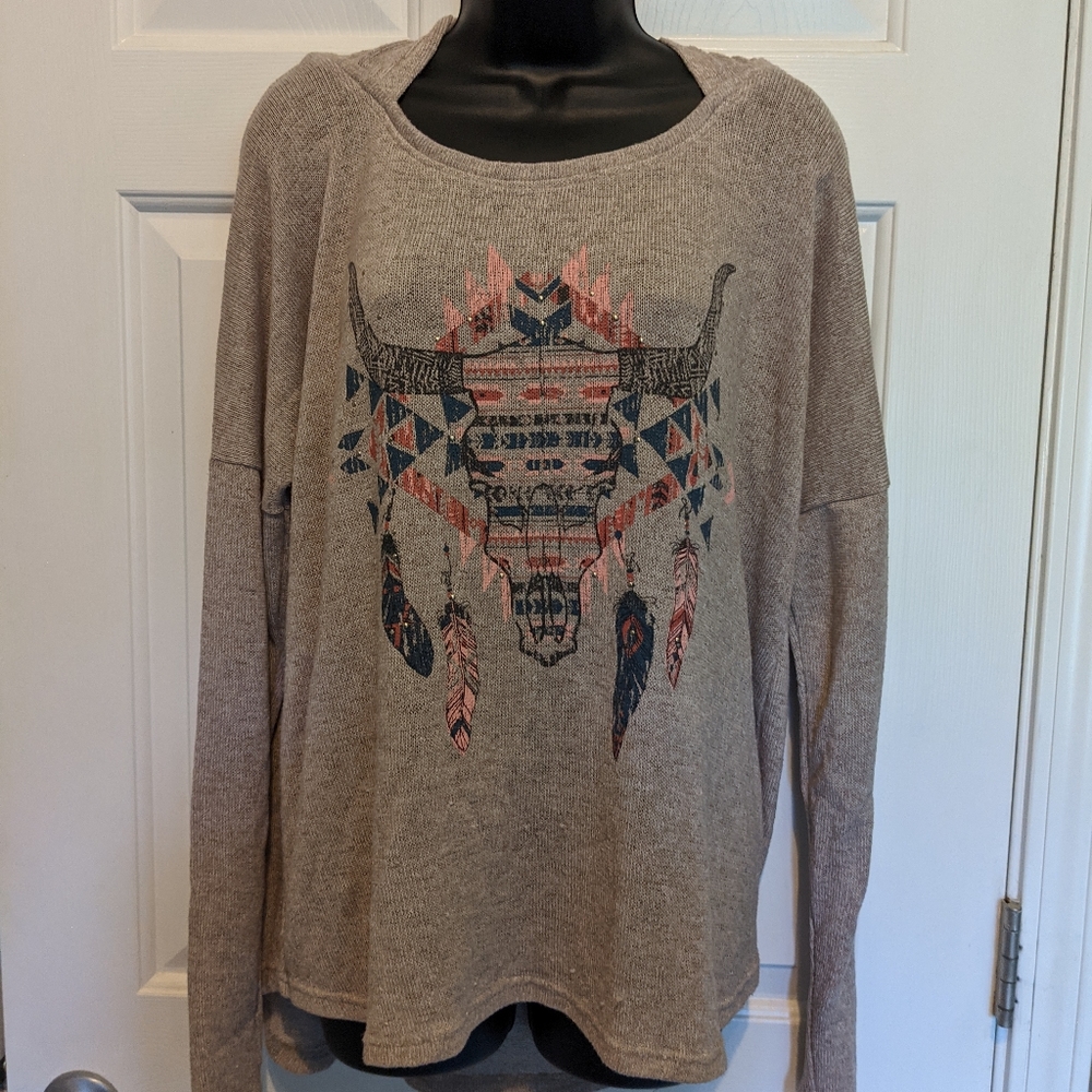 Lightweight boho style hoodie top XL